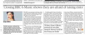 2010-03-03. Lily Allen Saving BBC 6 Music in the Guardian