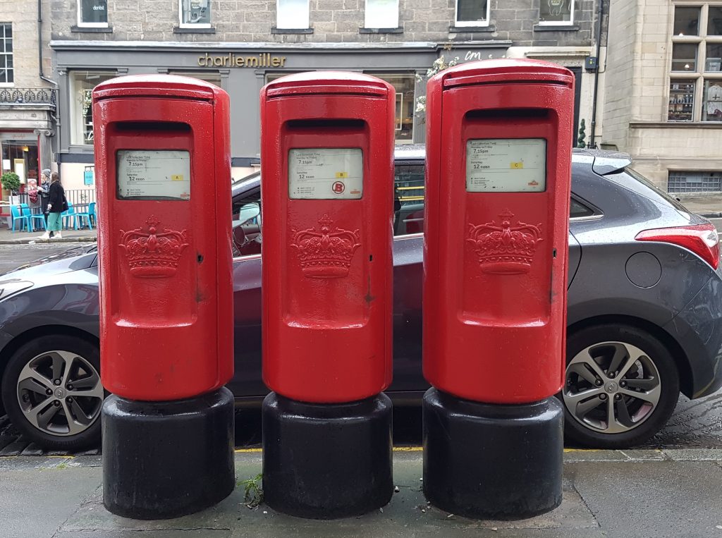 Postboxes on Hanover Street of Edinburgh
